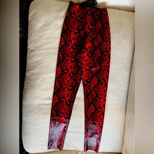 Hot Red Snake Skin Commando Faux Leather Pants Indie XS NWT